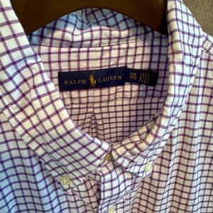 Polo Ralph Lauren Oxford style purple and white long sleeve mens button down